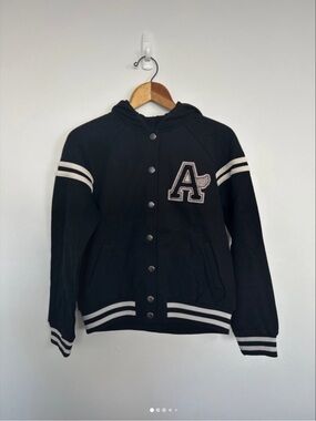 Forever 21 Kids Black and White Letterman Hoodie Jacket